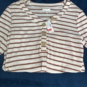 Maurices brand new with tags Brown and Cream Striped Top
